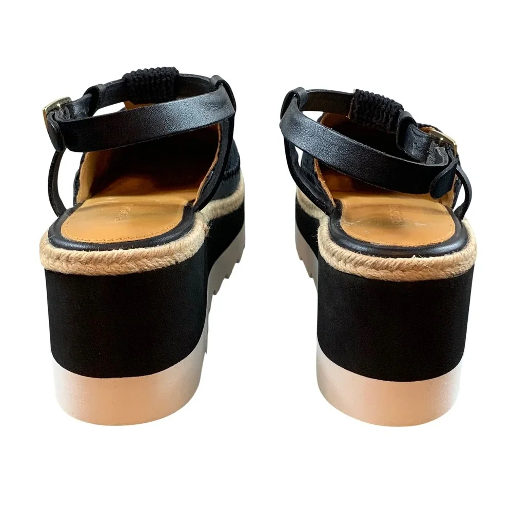 Free People Morning In Mykonos Espadrille Sandals Black Crochet Platform Size 9